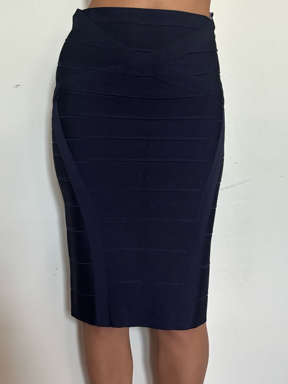 Herve Leger Bandage Pencil Skirt Navy Blue